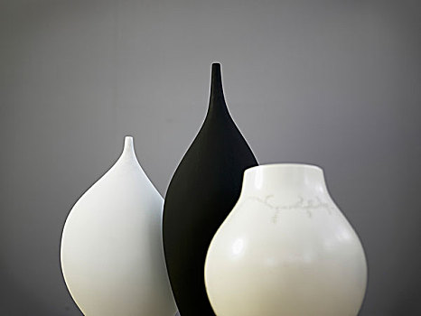 黑色,花瓶,两个,白色