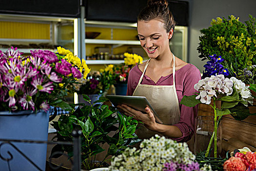 女性,花商,数码,花店,高兴