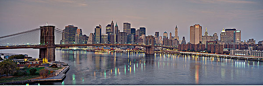布鲁克林大桥,乔治华盛顿大桥,曼哈顿,纽约,美国