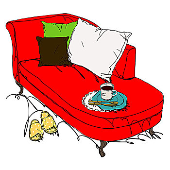 沙发,咖啡杯