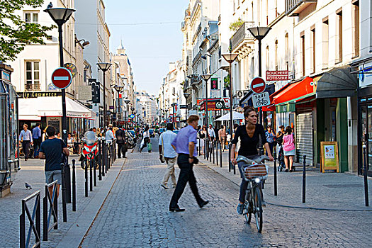 法国,巴黎,地区,路人,街道,商业