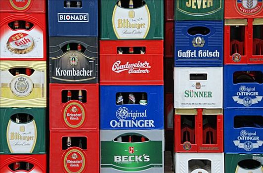 多样,酒精饮料,板条箱,瓶子,德国,欧洲