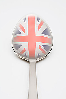 英国国旗,反射,勺子