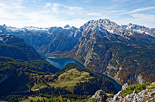 风景,瓦茨曼山,国家公园,贝希特斯加登阿尔卑斯山,贝希特斯加登地区,地区,上巴伐利亚,巴伐利亚,德国,欧洲