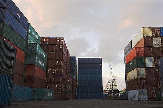 堆积,货箱,港口,鹿特丹,荷兰南部,荷兰
