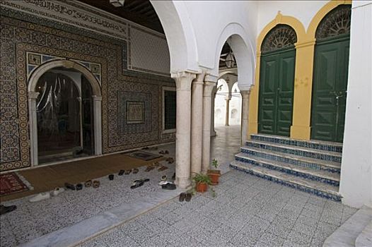 鞋,正面,清真寺,的黎波里,利比亚