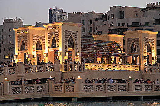 阿联酋,迪拜,市区,桥,上方,泻湖