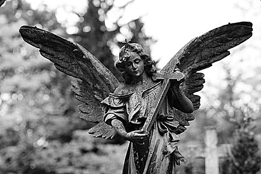 墓地,雕塑,天使,十字架