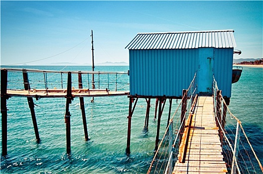 蓝色,渔民,小屋,托斯卡纳,海岸