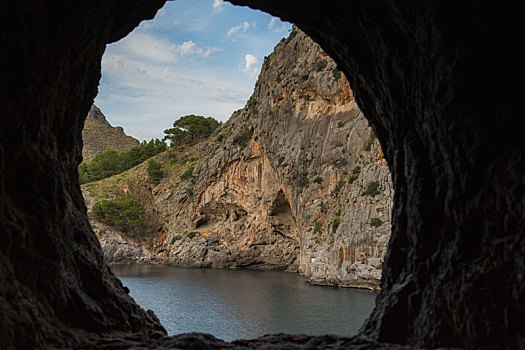 风景,湾,洞,洞穴