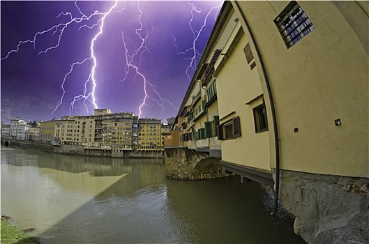 风暴,上方,维奇奥桥,佛罗伦萨