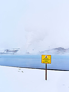 地热发电站,靠近,湖,米湖,冰岛高地,冬天,大雪,大幅,尺寸