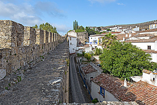 中世纪城市,墙壁,美景,城镇,奥比都斯,地区,葡萄牙,欧洲