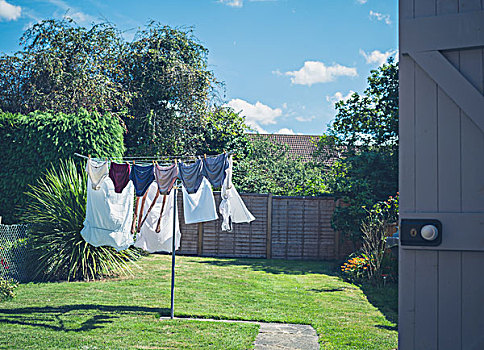 洗衣服,弄干,花园,晴朗,夏天