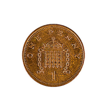 英国,一个,便士,硬币,2001年