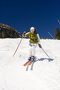 美国,佛蒙特州,专家,滑雪者,滑雪,春天,白天