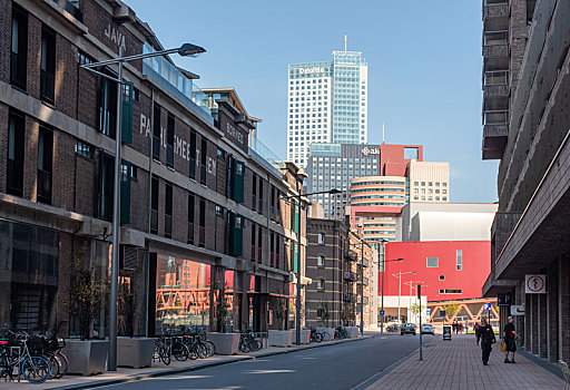 荷兰鹿特丹的市中心的街道和建筑