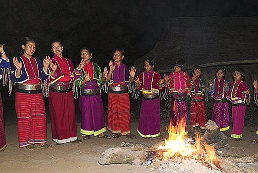 传统舞蹈,禁止,部落,乡村,东北方,清迈,北方,泰国