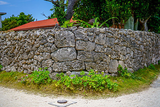 石墙,岛屿,冲绳,日本