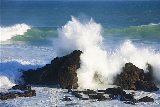 夏威夷,毛伊岛,大,冬天,海浪,碰撞,岩石上