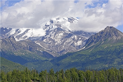 火山,偷窥,云