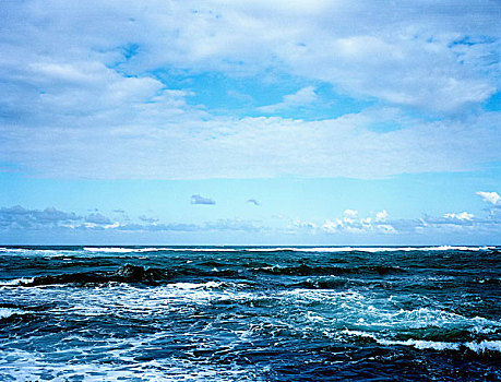 风景,波状,海洋,阴天