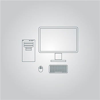 电脑,容器,显示器,键盘,鼠标,矢量,象征