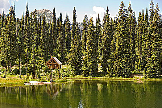 木屋,湖,库特尼,不列颠哥伦比亚省,加拿大