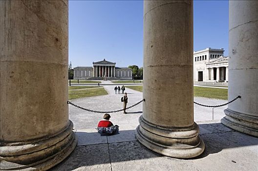 博物馆,古代雕塑展览馆,古式物品,入口,慕尼黑,上巴伐利亚,德国