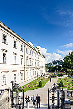萨尔茨堡,米拉贝尔,宫殿,花园,风景,霍亨萨尔斯堡城堡,城堡,奥地利
