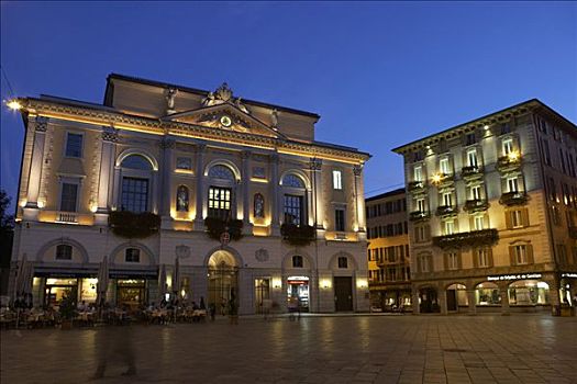照亮,历史,市政厅,晚上,卢加诺,瑞士