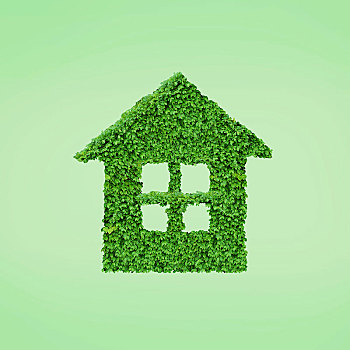 房子,形状,绿叶