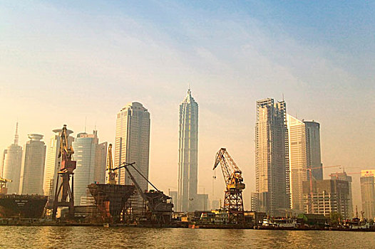 高层建筑,船厂,起重机,浦东,新,区域,上海,中国