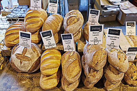 面包,货摊,博罗市场,南华克,伦敦,英格兰,英国,欧洲