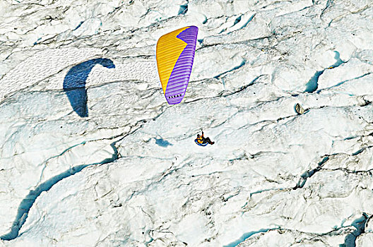 俯视,滑伞运动,山脉,靠近,不列颠哥伦比亚省,加拿大