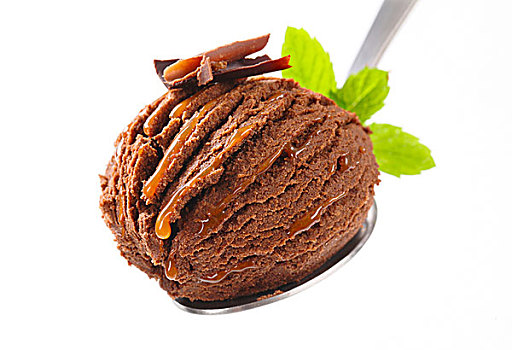 巧克力冰淇淋,勺子