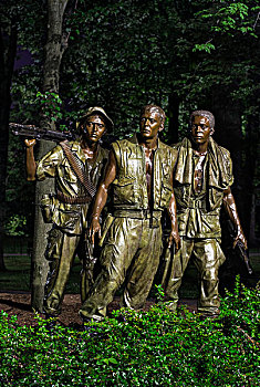 三个,军人,雕塑,越战纪念碑,华盛顿特区