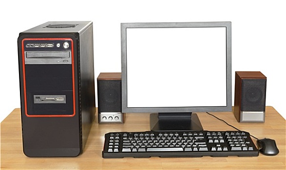 黑色,台式电脑,木桌子