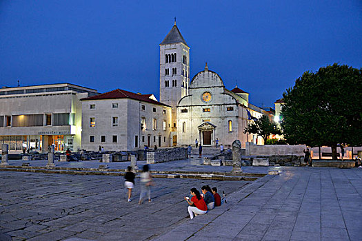 教堂,黄昏,达尔马提亚,克罗地亚,欧洲