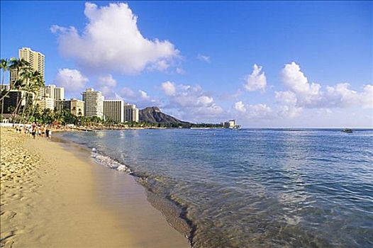 夏威夷,瓦胡岛,怀基基海滩,钻石海岬,下午