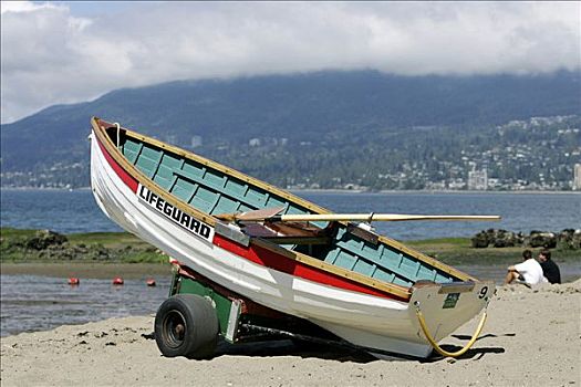 救生艇,海滩,史坦利公园,温哥华,不列颠哥伦比亚省,加拿大