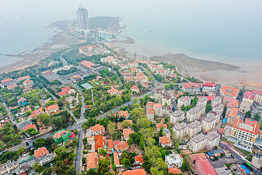 航拍山东青岛八大关景区