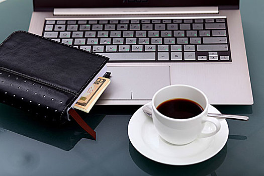 图像,商务,桌子,一杯咖啡,笔记本电脑