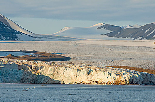 挪威,斯瓦尔巴群岛,斯匹次卑尔根岛,漂亮,崎岖,风景,巨大,冰河
