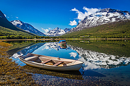 船,湖,特罗姆瑟,挪威