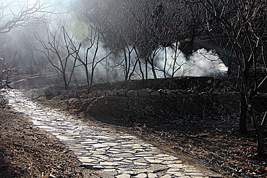 山路,步道,石路,小道,烟