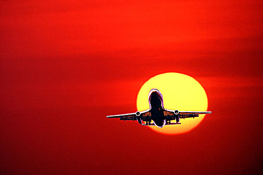喷气客机,漂亮,日落