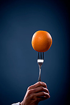 橙子,叉子