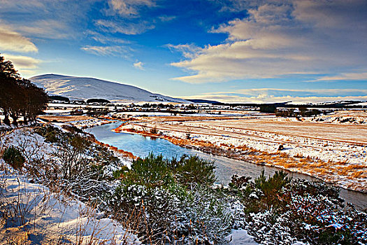 苏格兰,冬季风景,山