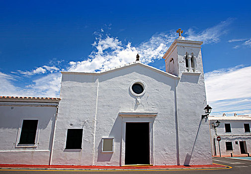 白色,教堂,米诺卡岛,巴利阿里群岛,西班牙
